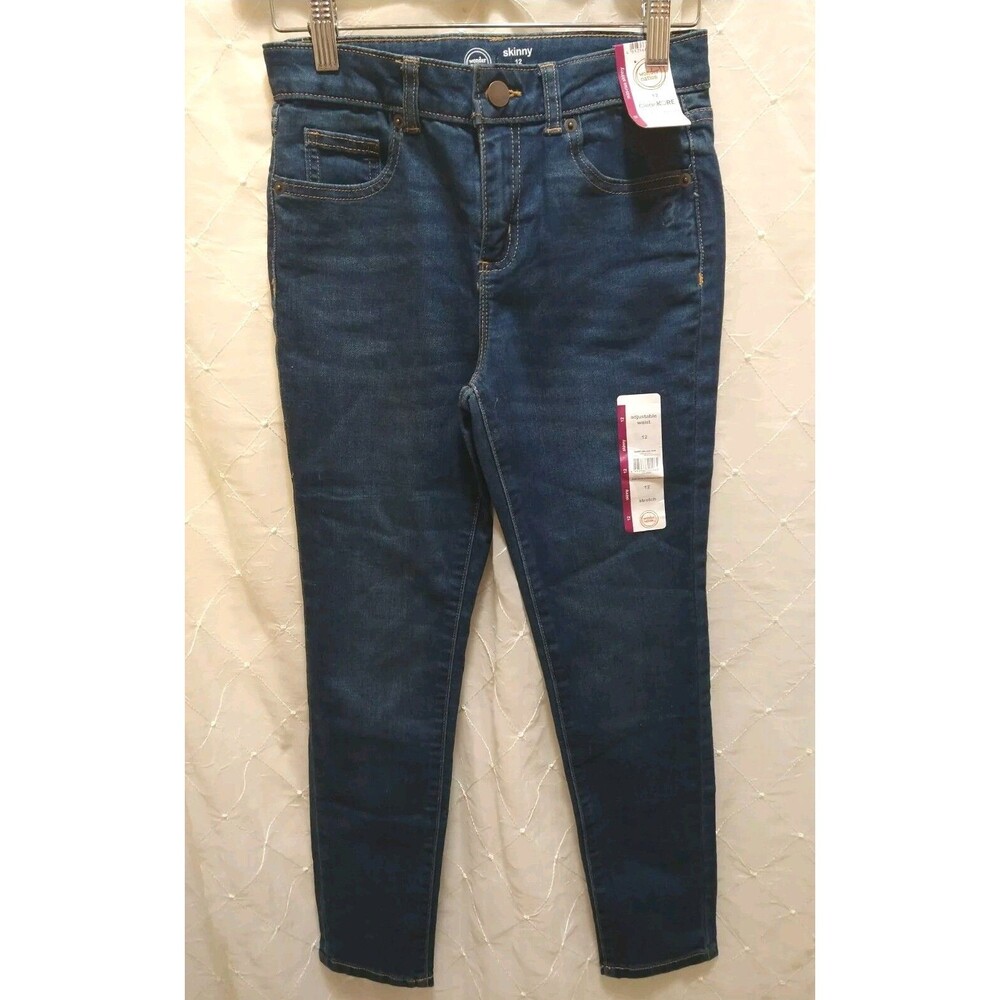WONDER NATION GIRLS 12 NWT BLUE JEANS MID RISE SKINNY STRETCH CLASSIC BASIC COZY